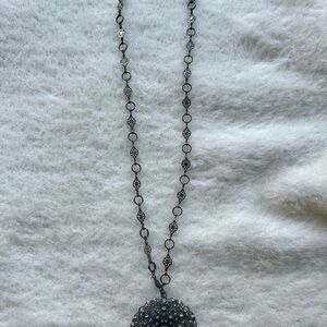 Catherine Popesco Pewter Filigree Medallion Statement Necklace